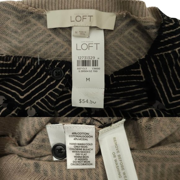 Ann Taylor Loft Button Front Knit Cardigan M Geometric Sequins Light Weight NEW - Picture 7 of 15